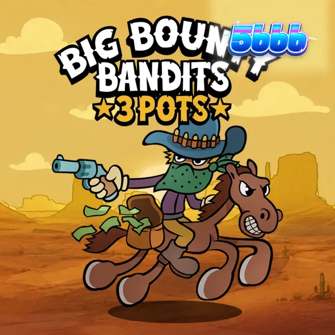 Interface do slot Big Bounty Bandits 3 Pots com temática de faroeste animado